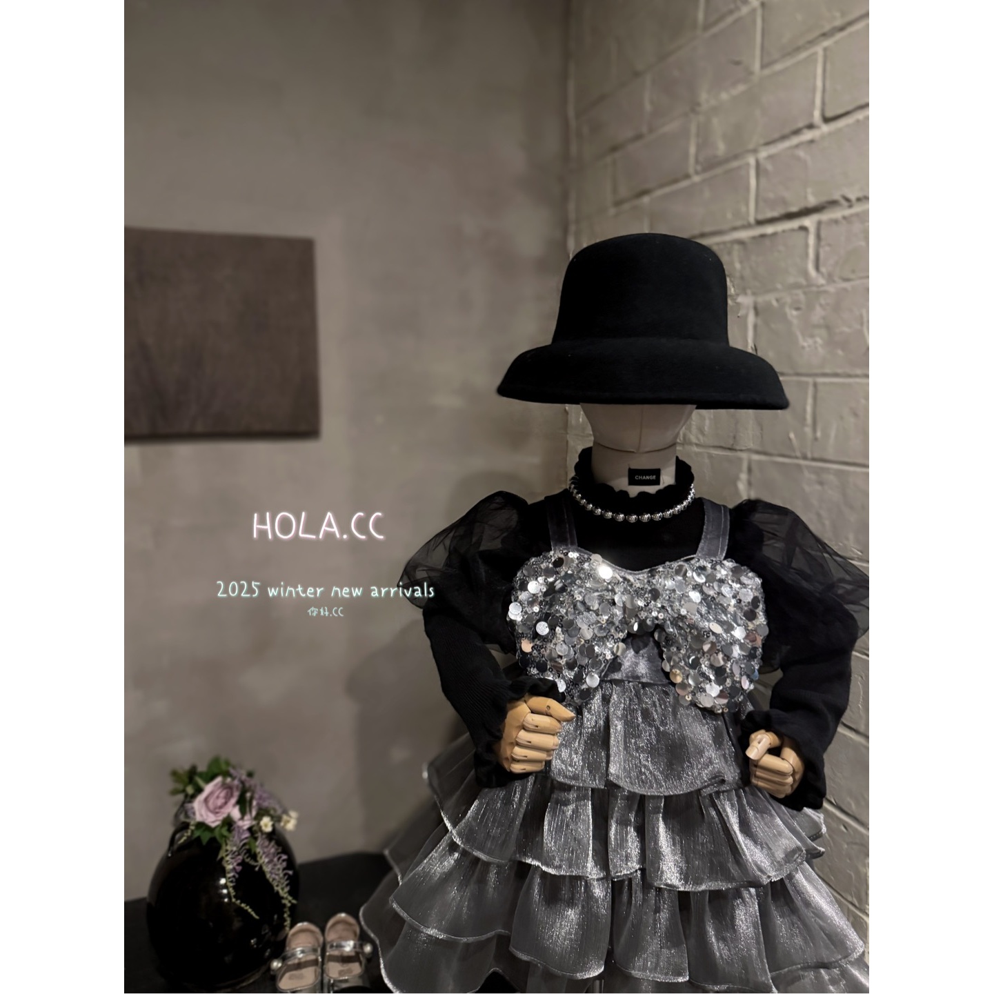 HOLA.CC·25冬~亮片蝴蝶结蛋糕裙6626（童装汉服）