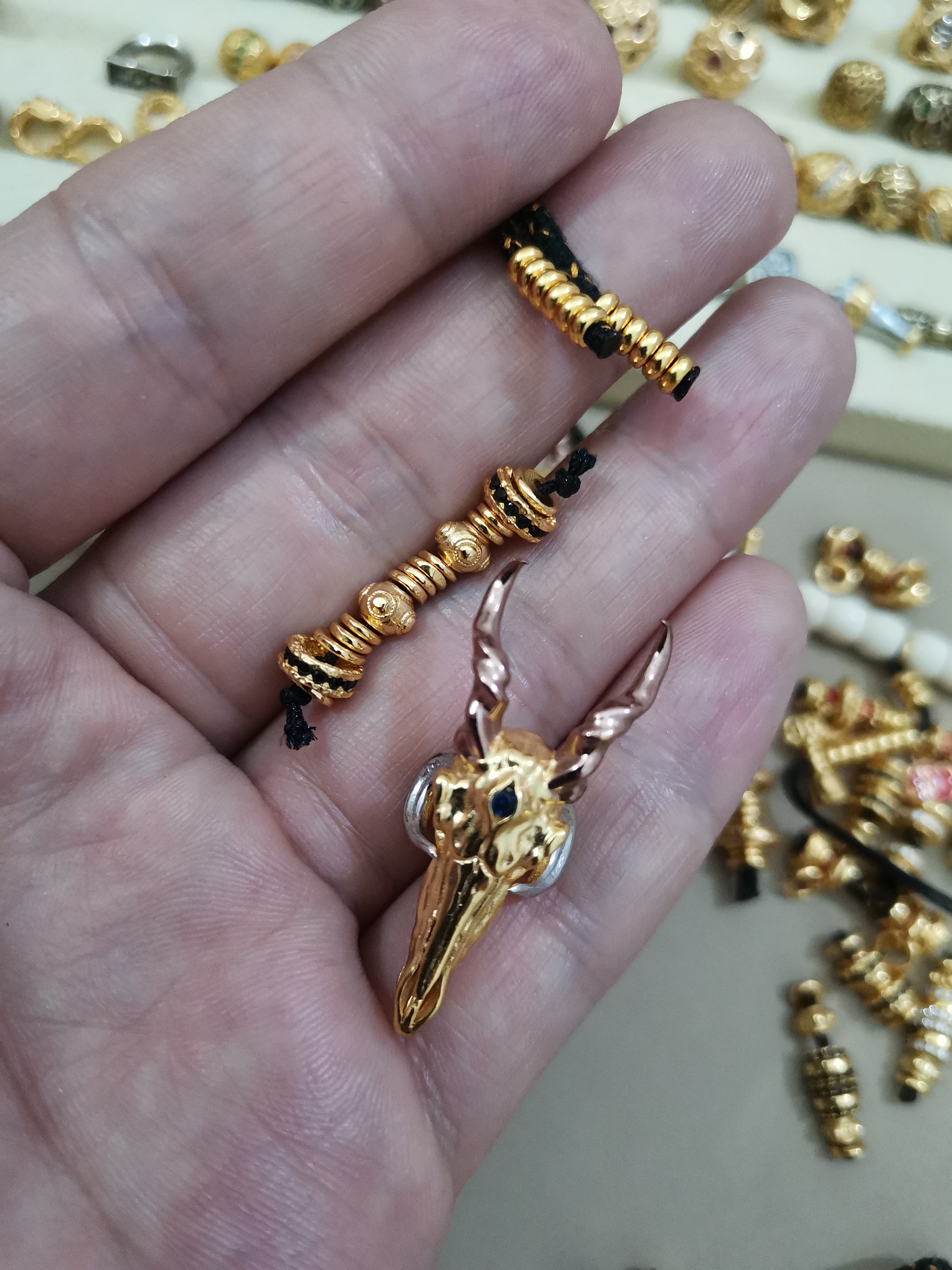 925银银制品 大软老板配饰羊头一组