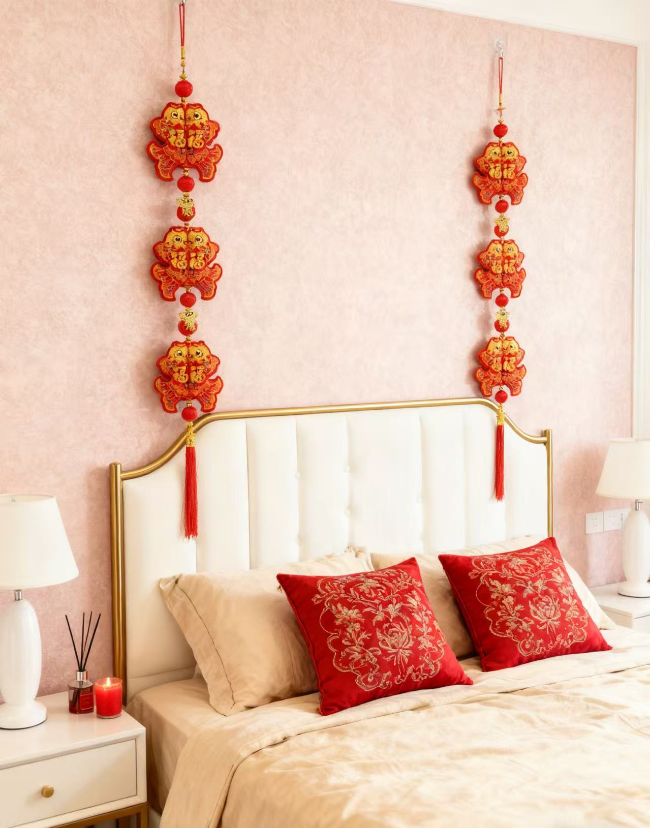 2026年新年3连双鱼串客厅房门玄关春节乔迁喜庆装饰挂饰