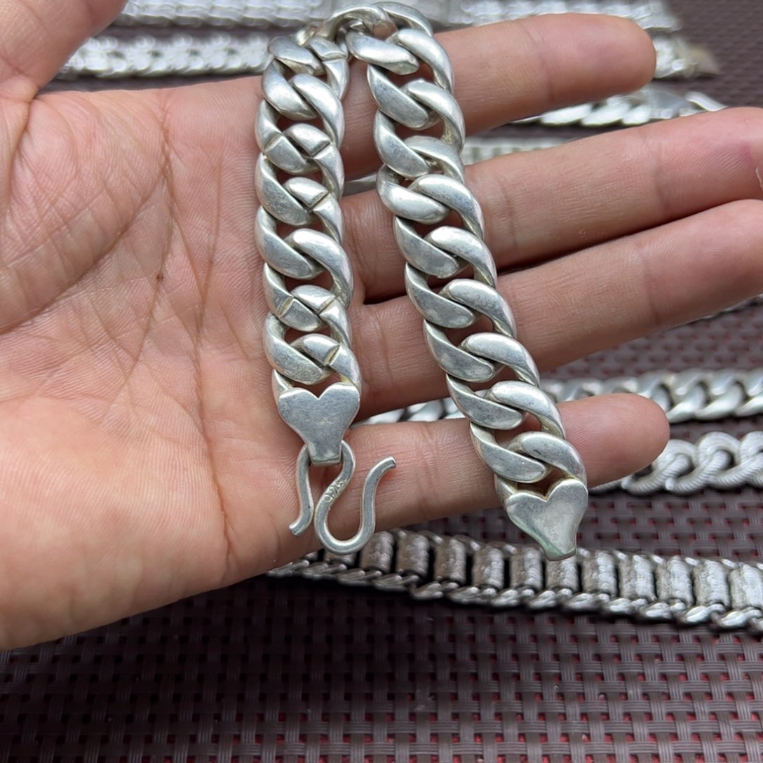 合成金属老银S925古巴手链S扣