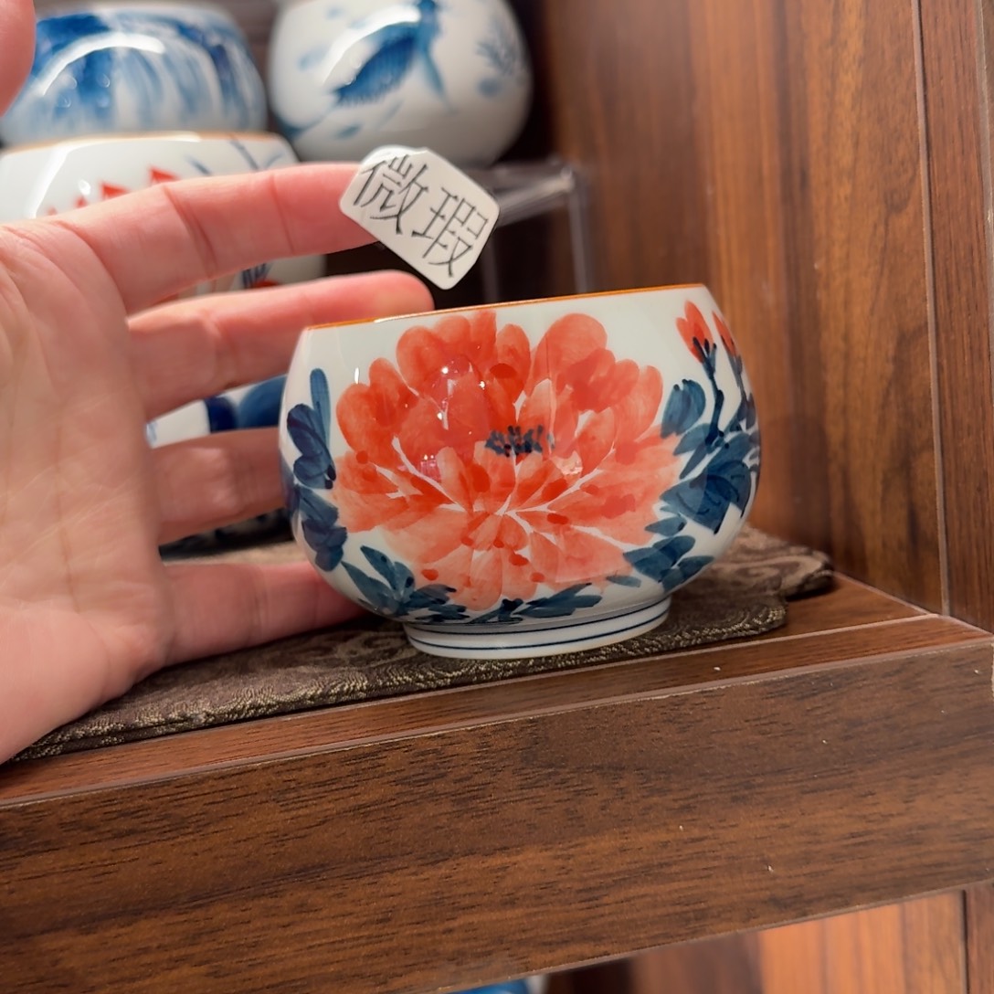 釉下手绘茶具微瑕