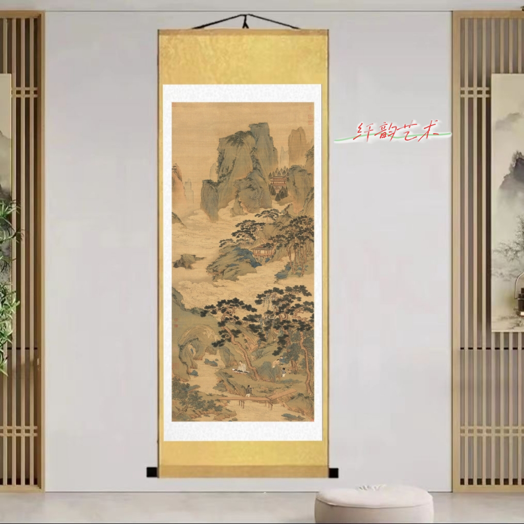 《玉洞仙源图》明*仇英180*72CM 竖幅高清复刻国画