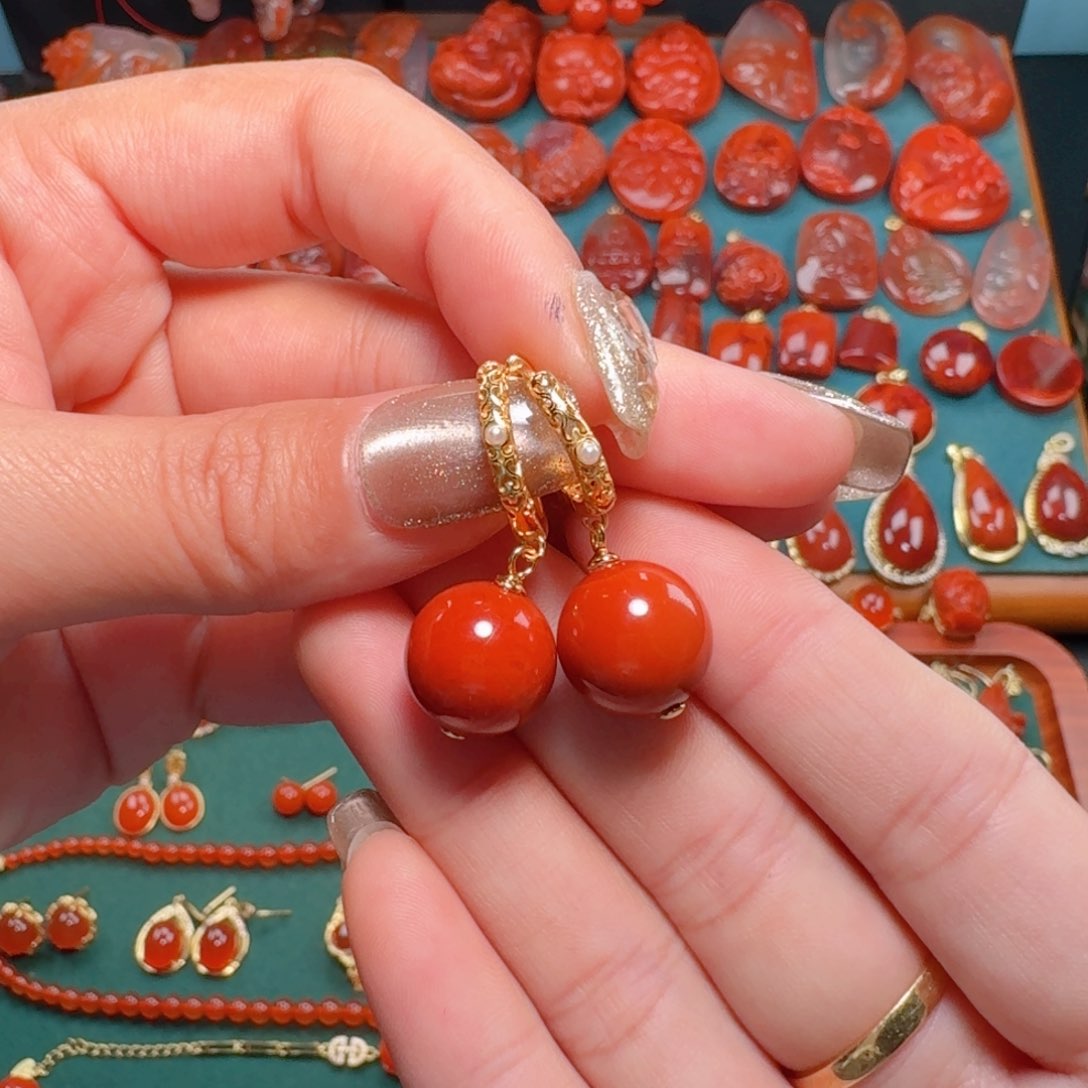 南红玛瑙南红13+银S925镶嵌