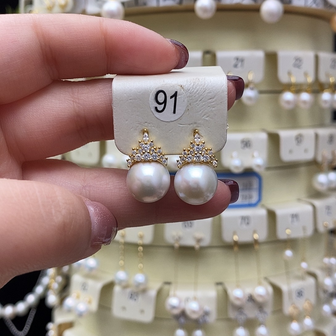 淡水珍珠耳饰银S925镶嵌