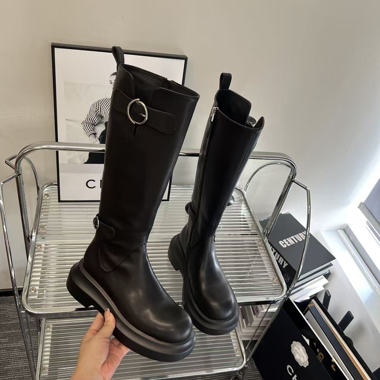 〔COCO TOUS〕优雅时尚女真皮士秋冬厚底靴气质时装长筒靴25CX751LX