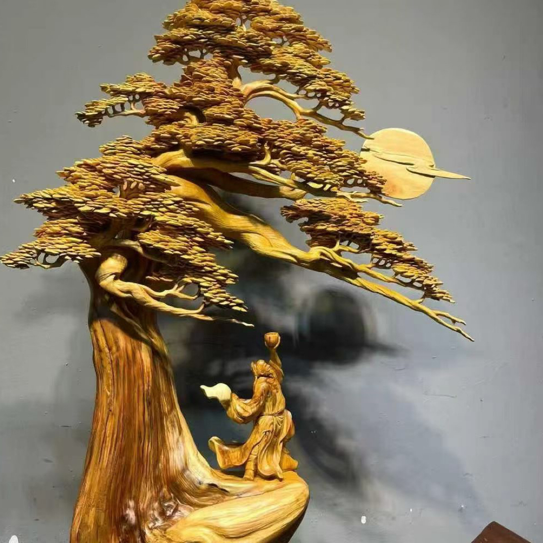 太行崖柏精雕新品，对酒当歌，规格长66宽24高92