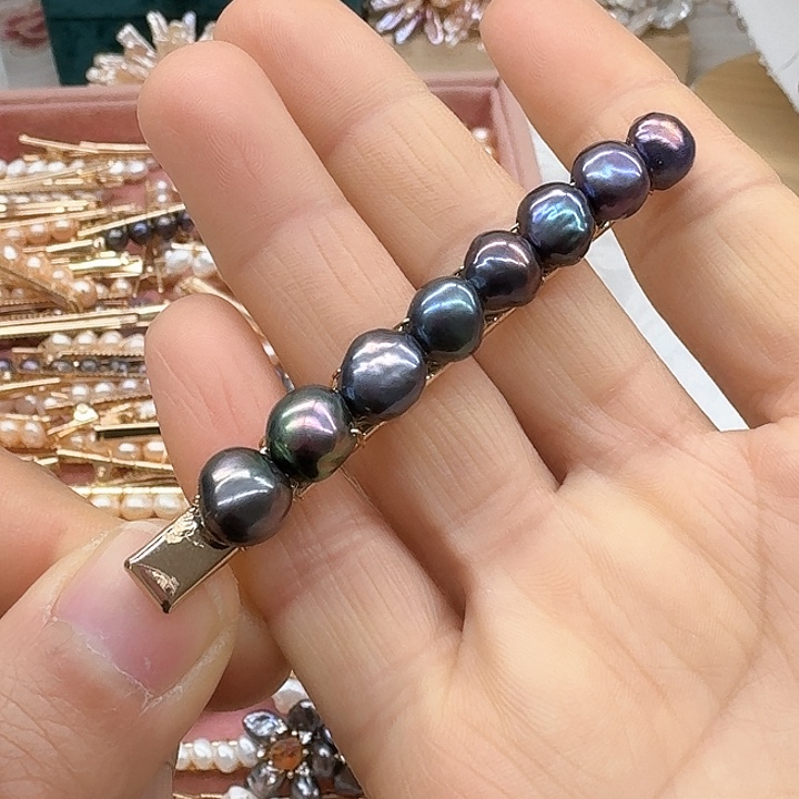 淡水珍珠发饰银S925镶嵌