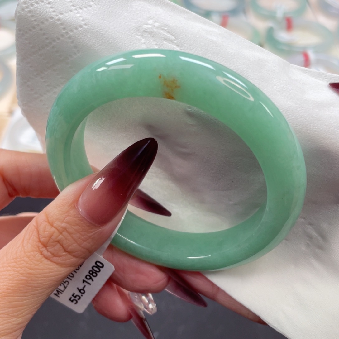 未镶嵌手镯翡翠22号55.6细糯化果阳绿飘黄翡