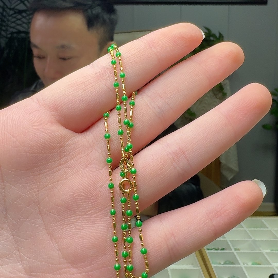 翡翠未镶嵌项链银链子