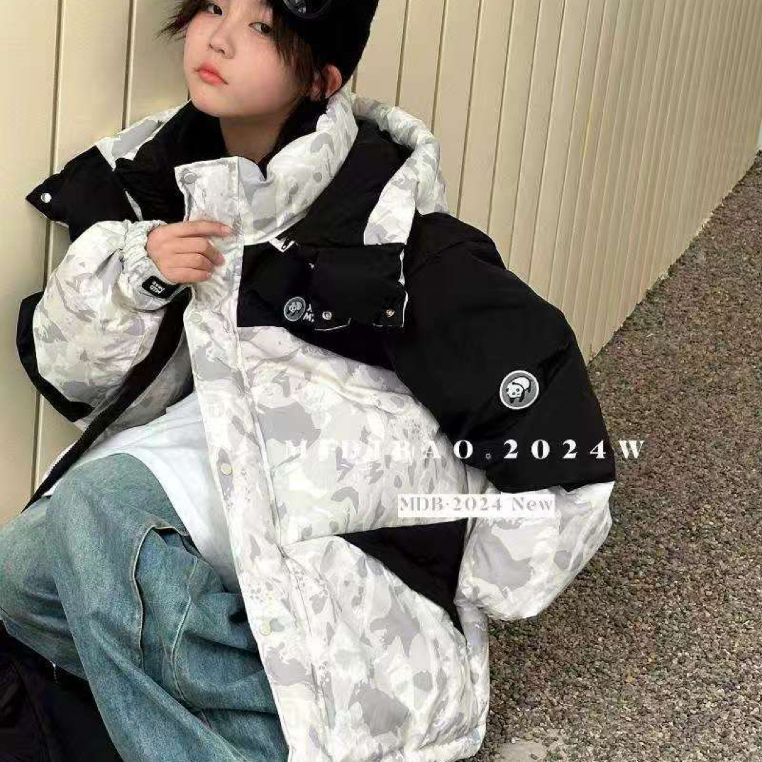 常规款厚款休闲风男女童长款时尚连帽羽绒外套