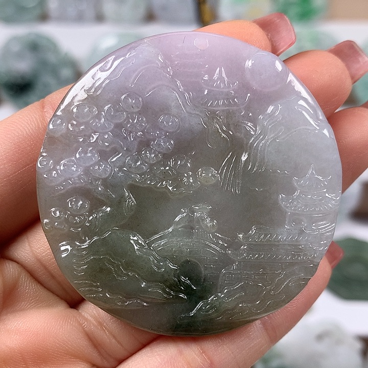 翡翠未镶嵌颈饰山水福利