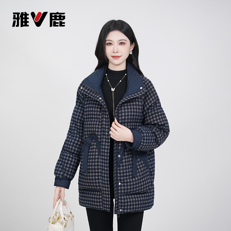 【雅鹿】新国标90白鸭绒新款时尚气质休闲减龄中长款保暖女士羽绒服