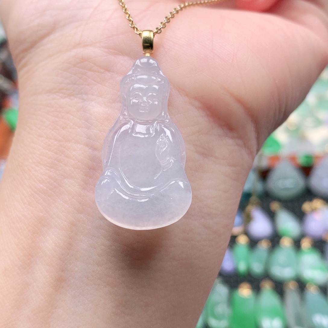 吊坠(不含链)18K金镶嵌翡翠