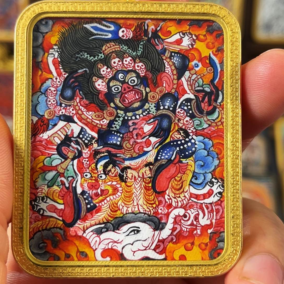 吊坠青海热贡手绘大黑天