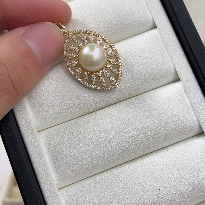 吊坠(不含链)银S925镶嵌海水珍珠