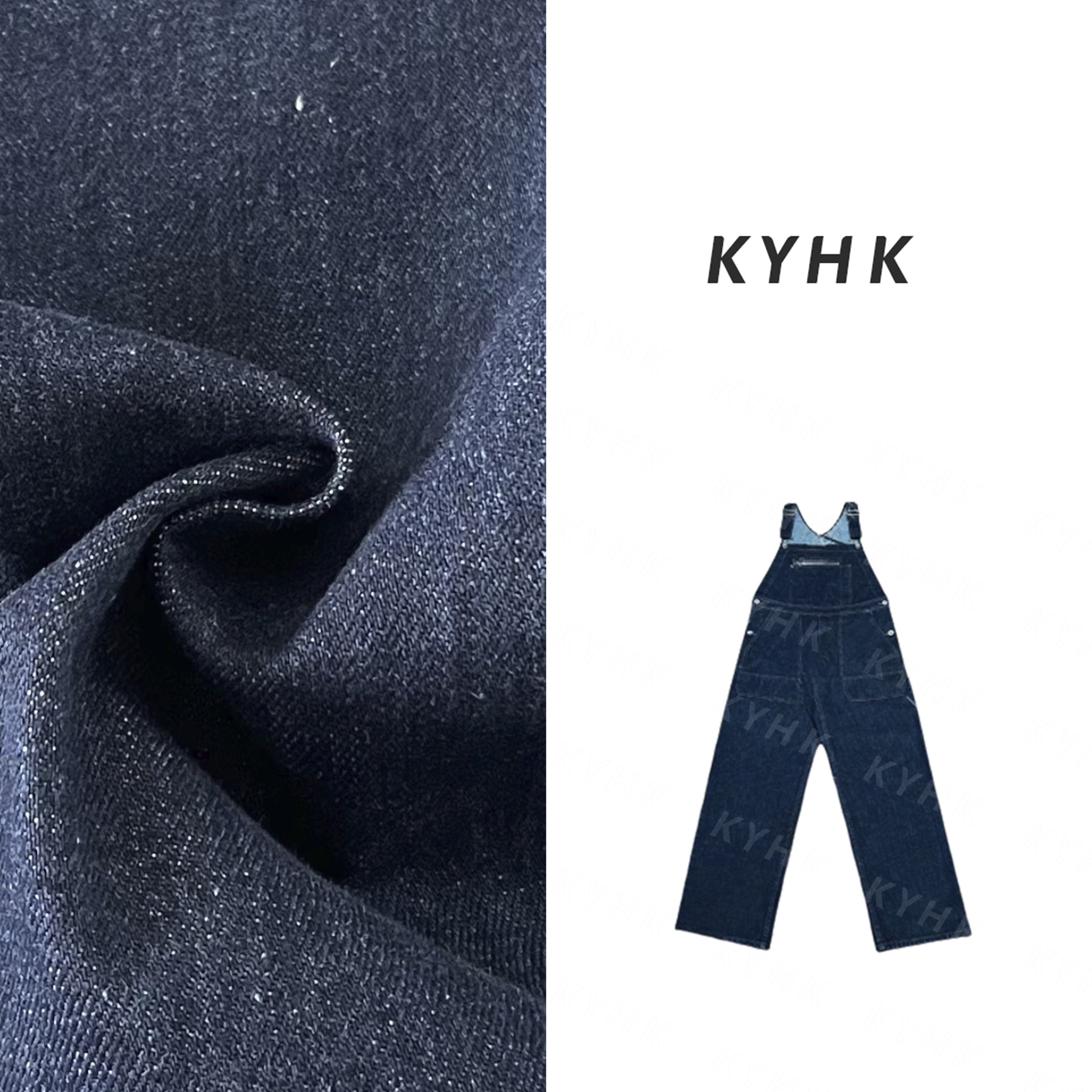 KYHK日系复古休闲工装牛仔直筒背带裤241219