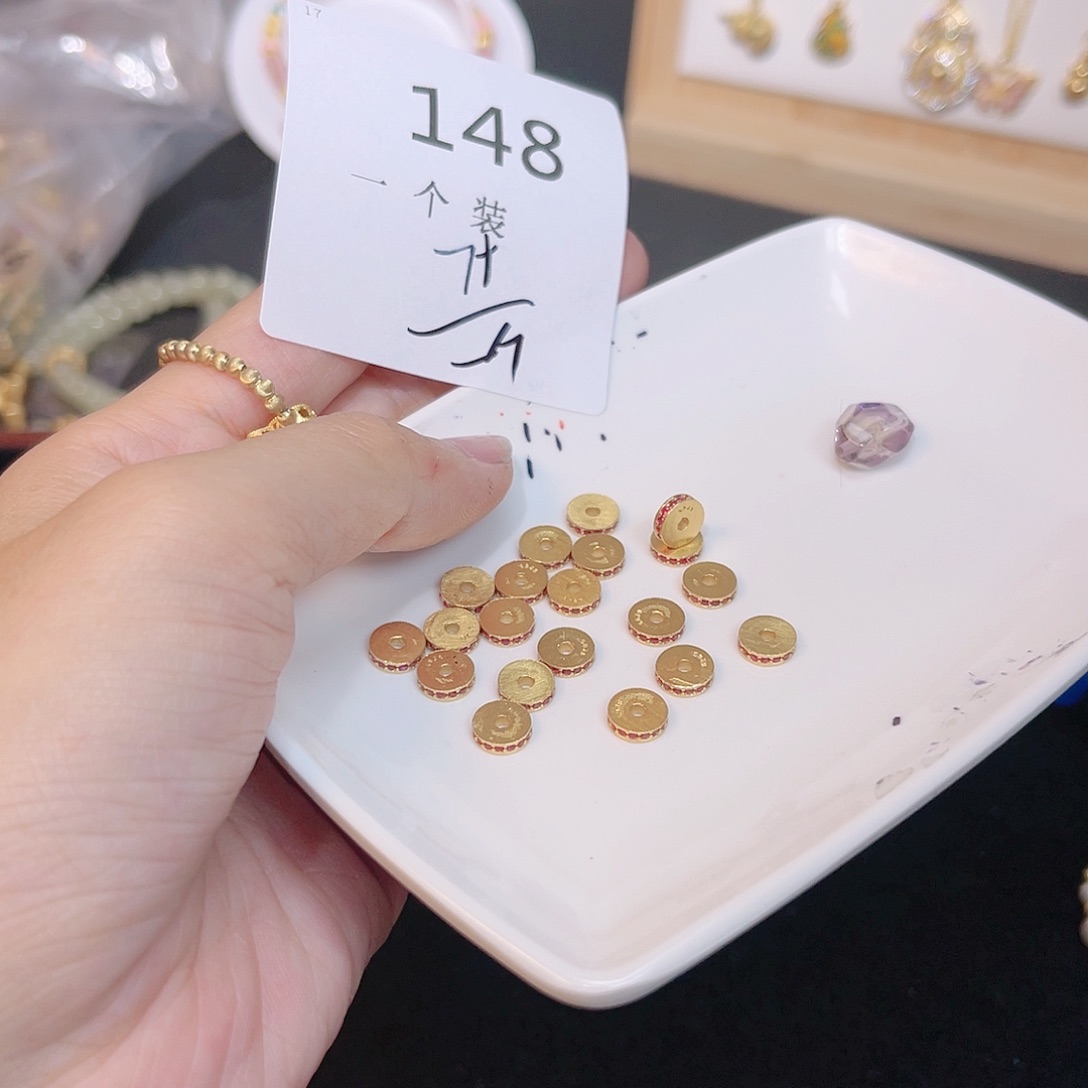 紫晶珠宝半成品银S925镀金镶嵌148