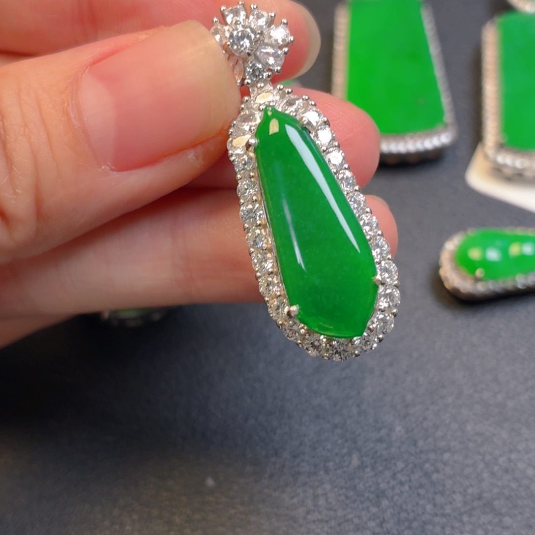 翡翠银S925镶嵌吊坠(不含链)