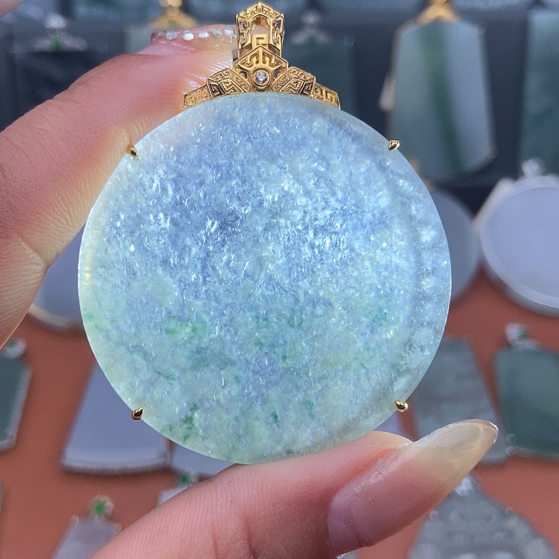 翡翠18K金镶嵌吊坠(不含链)