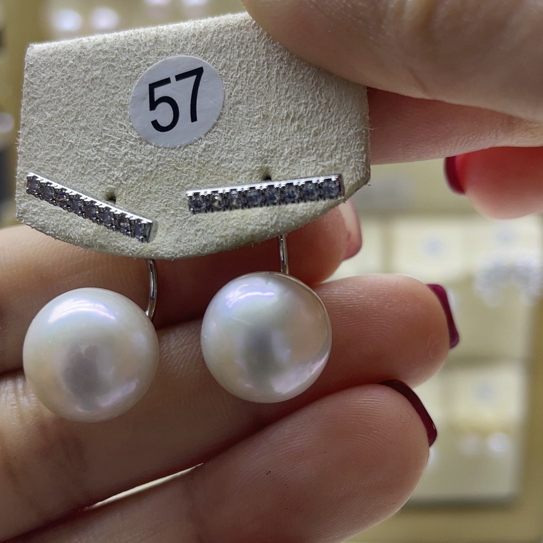 淡水珍珠耳饰银S925镶嵌