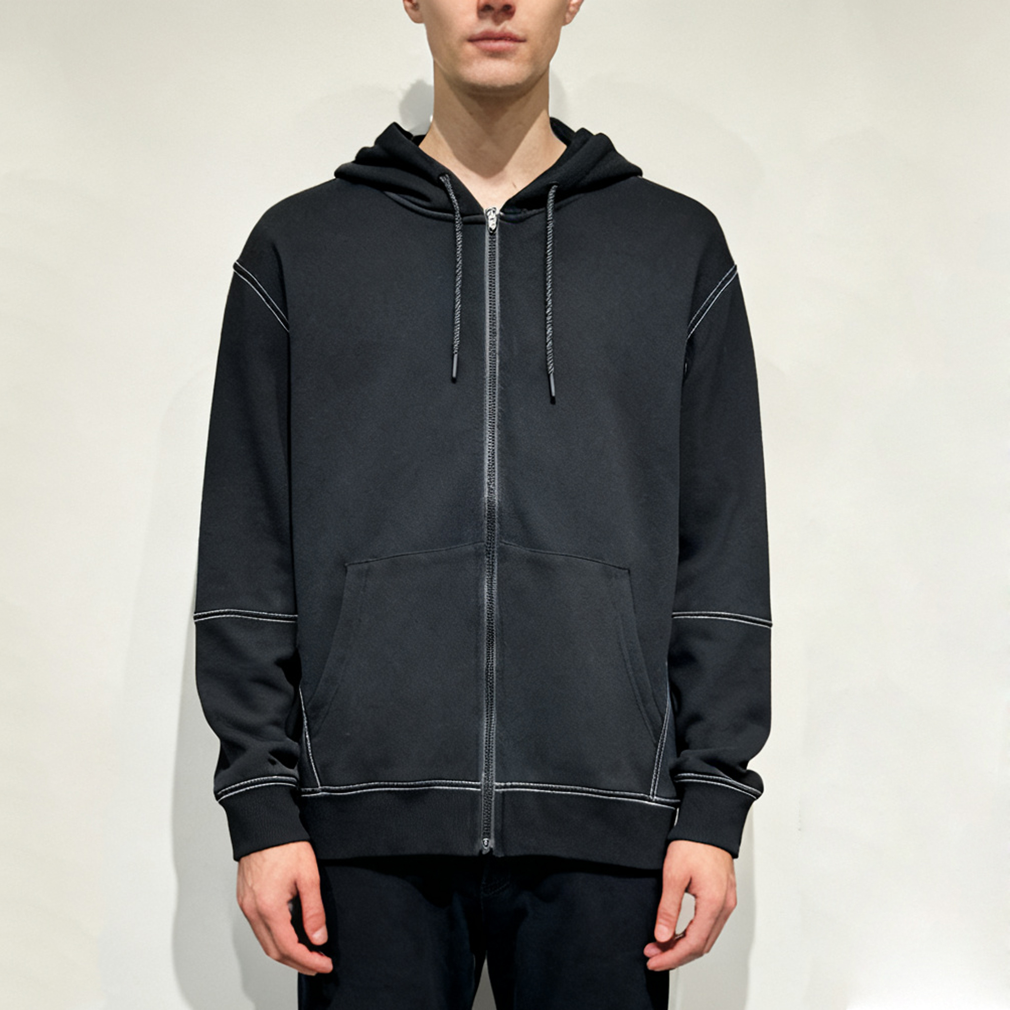 FWZAJ/32006A  日系街头男士宽松拉链卫衣（海）