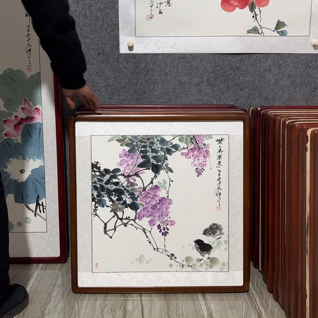 国画书画作品带框63×63