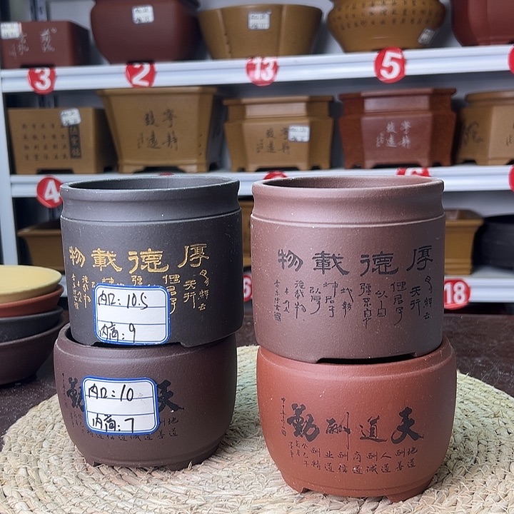 紫砂花盆蛇年大吉