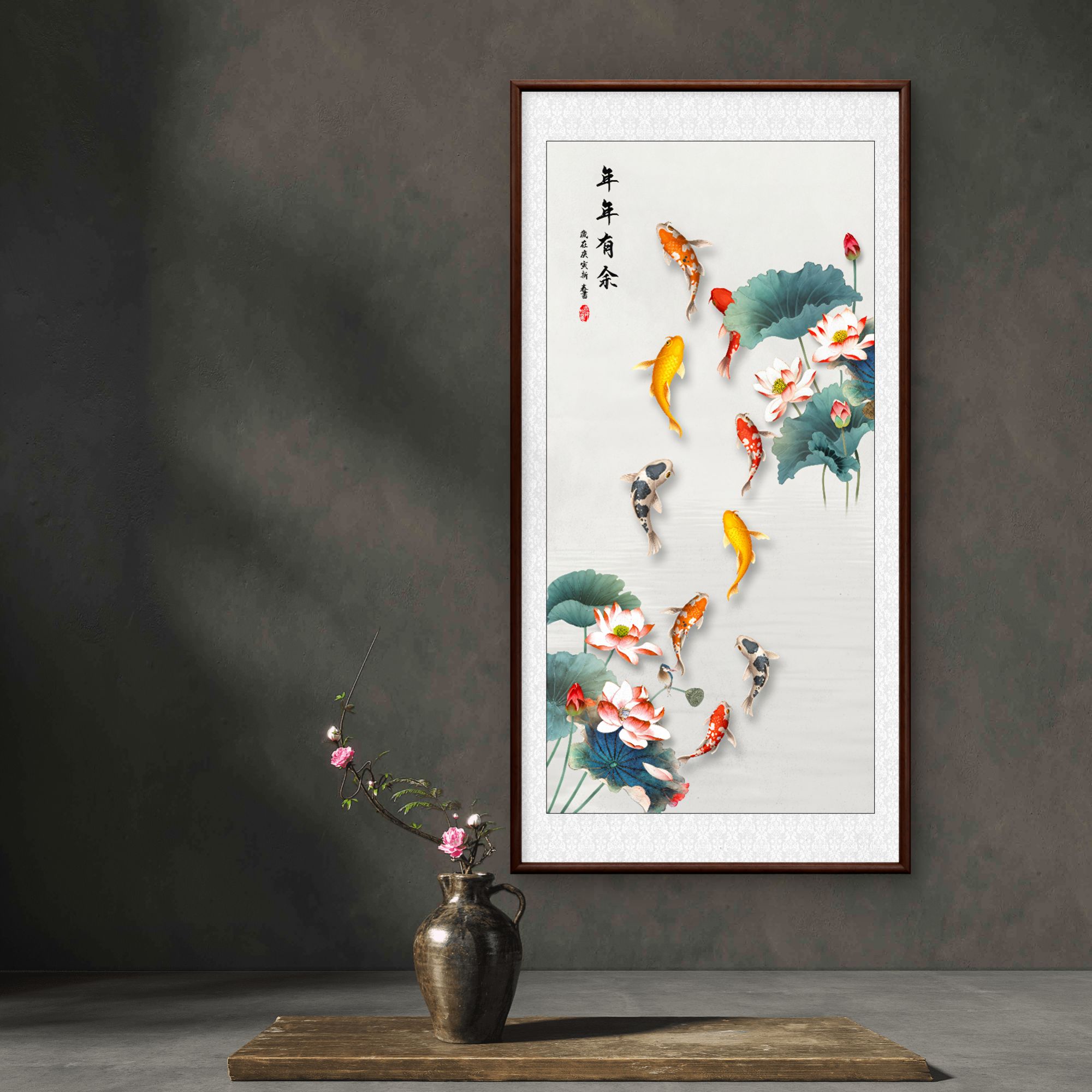 8742-年年有余-80-160(1)三联书房办公室茶室客厅装饰画