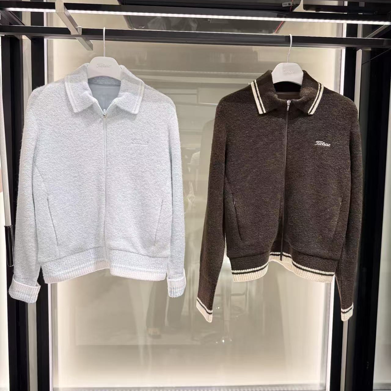 T家新款外贸原单高尔夫服装女上衣25加厚百搭时尚羊圈绒开衫毛衣