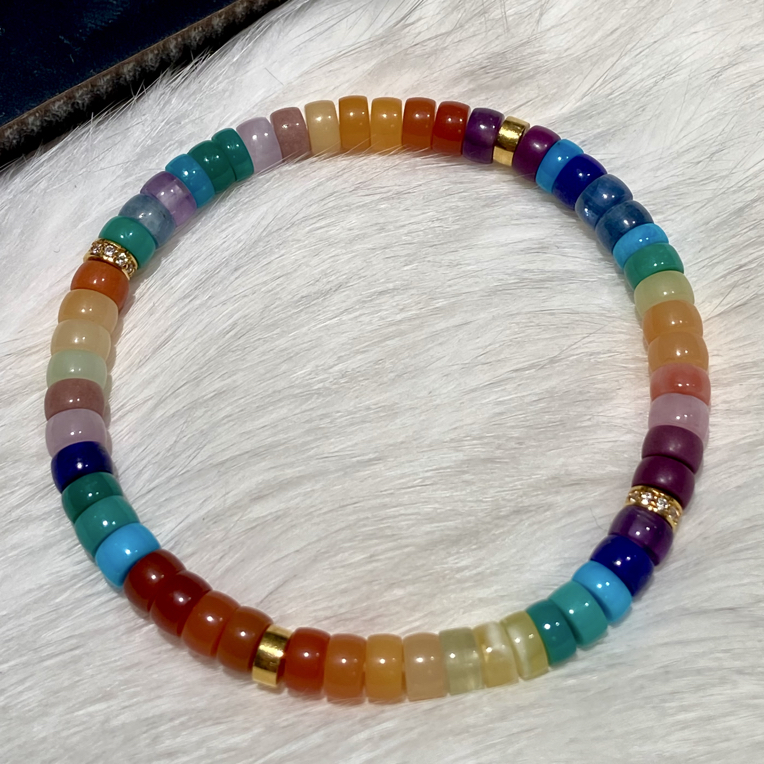 绿松石系列彩虹金钻手串5mm