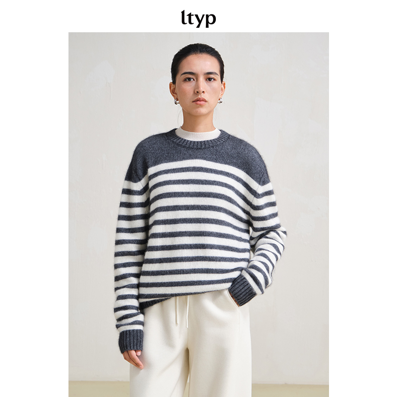 ltyp 11.1 品牌经典羊毛兔毛条纹毛衣春季新款针织衫女Y155254212