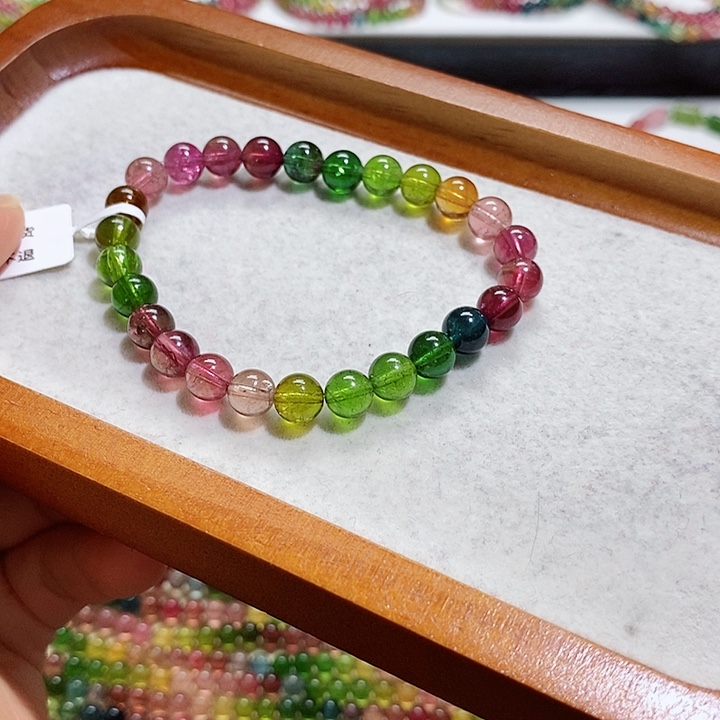 碧玺手链未镶嵌天然碧玺7.4毫米