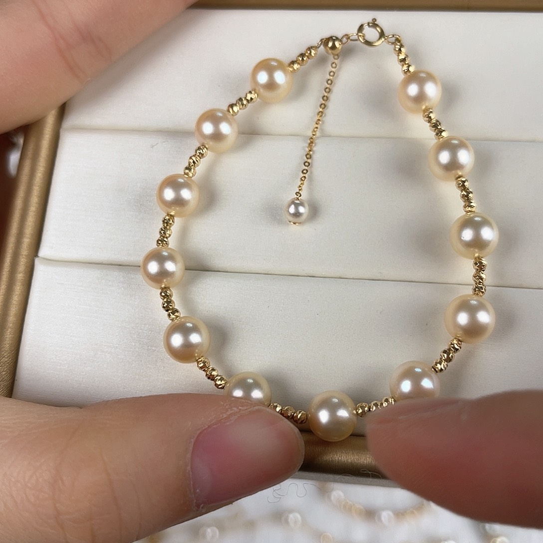 海水珍珠手绳18K金镶嵌