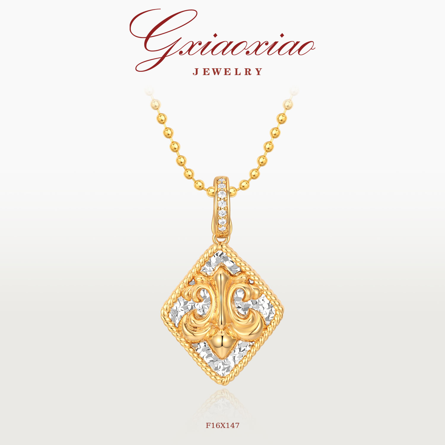 铜合金项链 高级设计师款精致百搭鸢尾花碎冰冰项链 F16X147