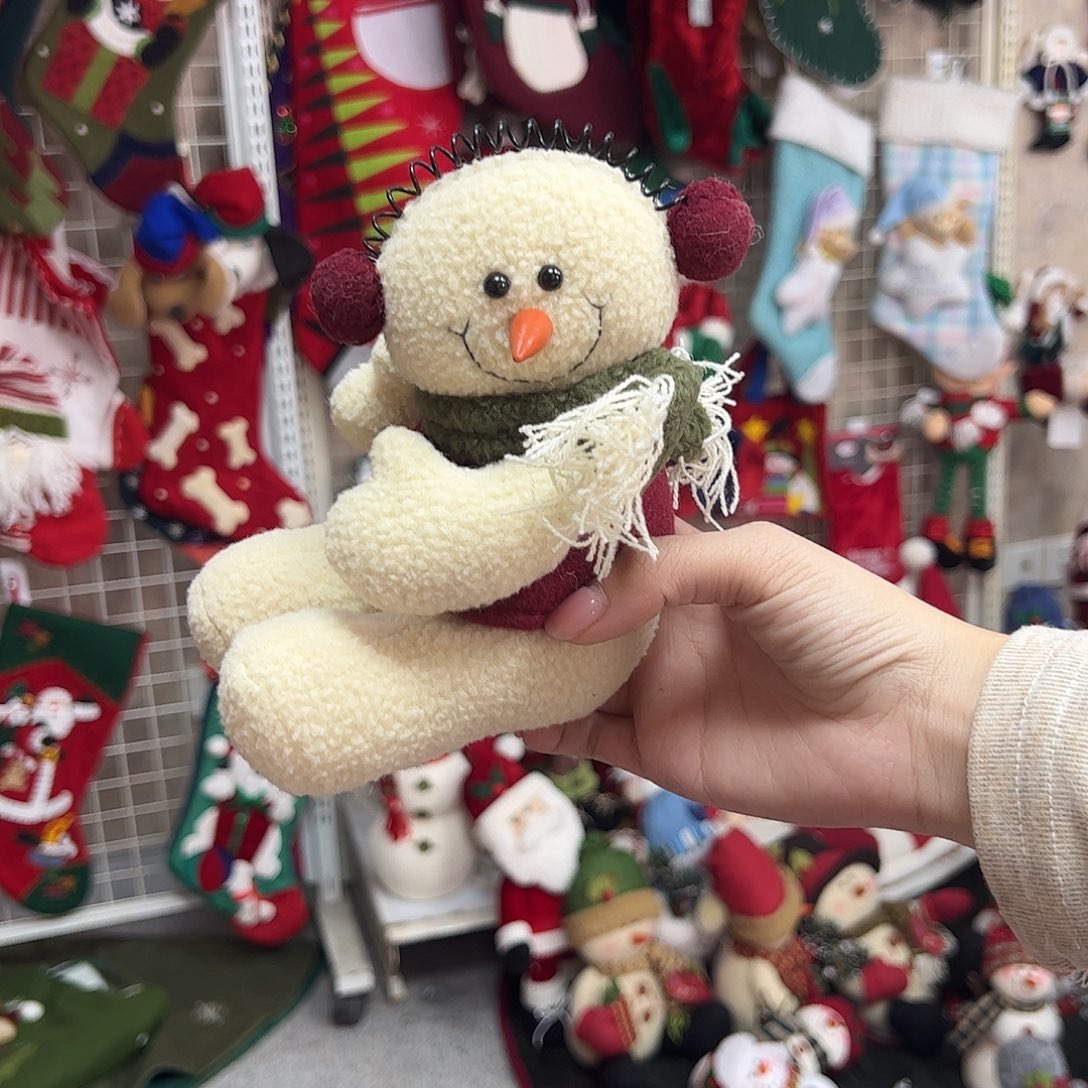 毛绒圣诞雪人摆件