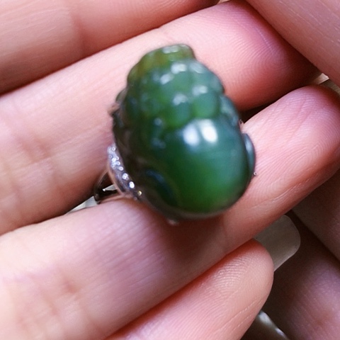 和田玉银S925镶嵌戒指