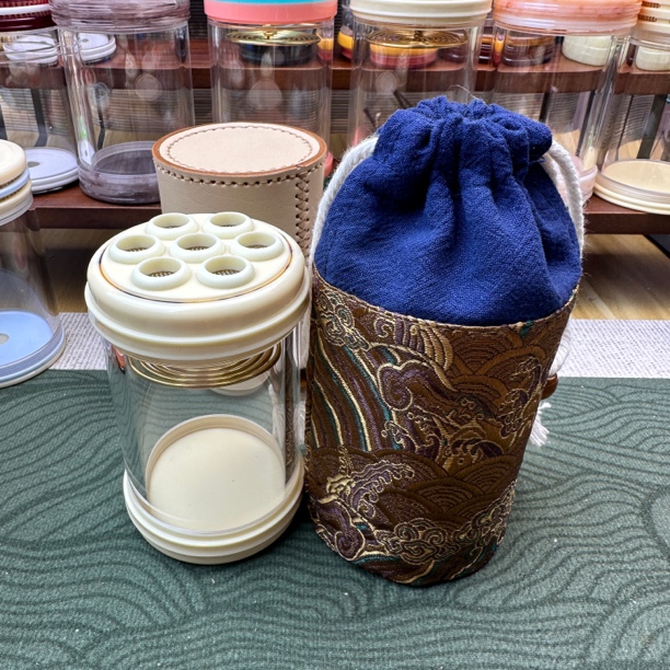 青峰鸣虫 60一代密胺七孔蝈蝈罐超白+1.5等间距簧+海派手工布套