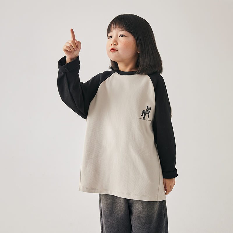 NNGZ女童春秋季卫衣圆领插肩袖上衣休闲百搭童装BC231TE012F