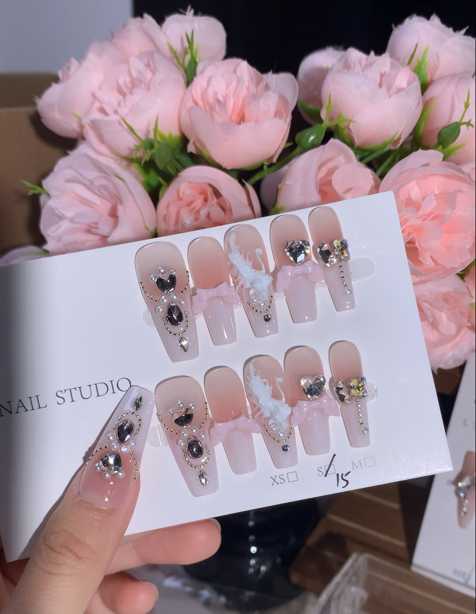 【补车马】粉色法式显白猫眼爆闪手工高级感