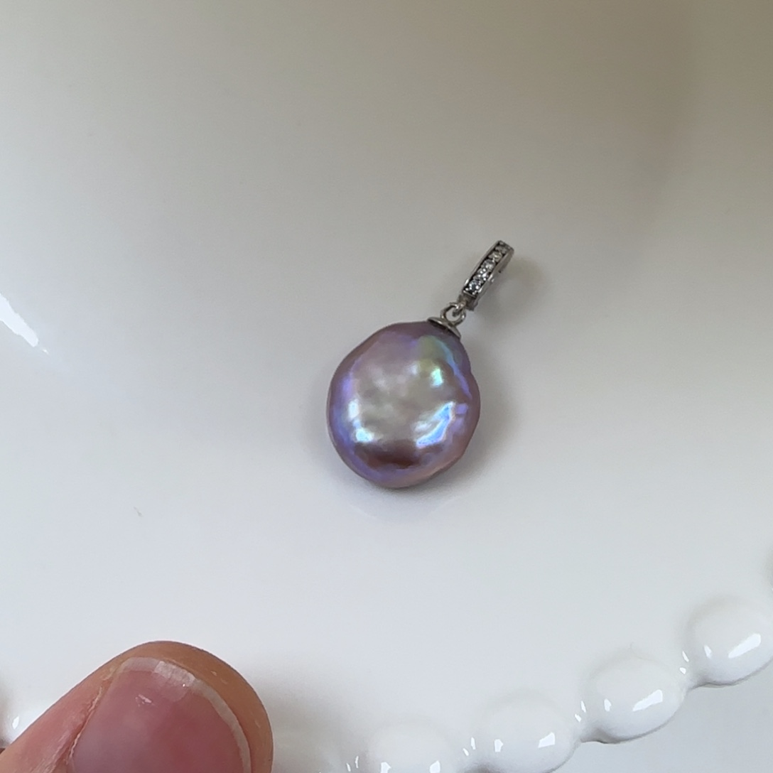 淡水珍珠银S925镶嵌吊坠(不含链)