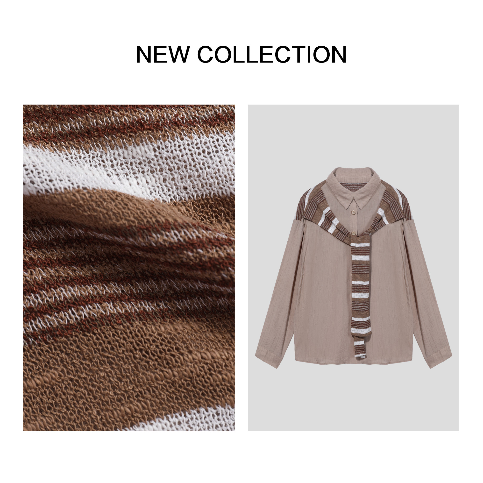 【小铃铛】C1F38017B 女士秋季衬衫 简约纯色针织面料