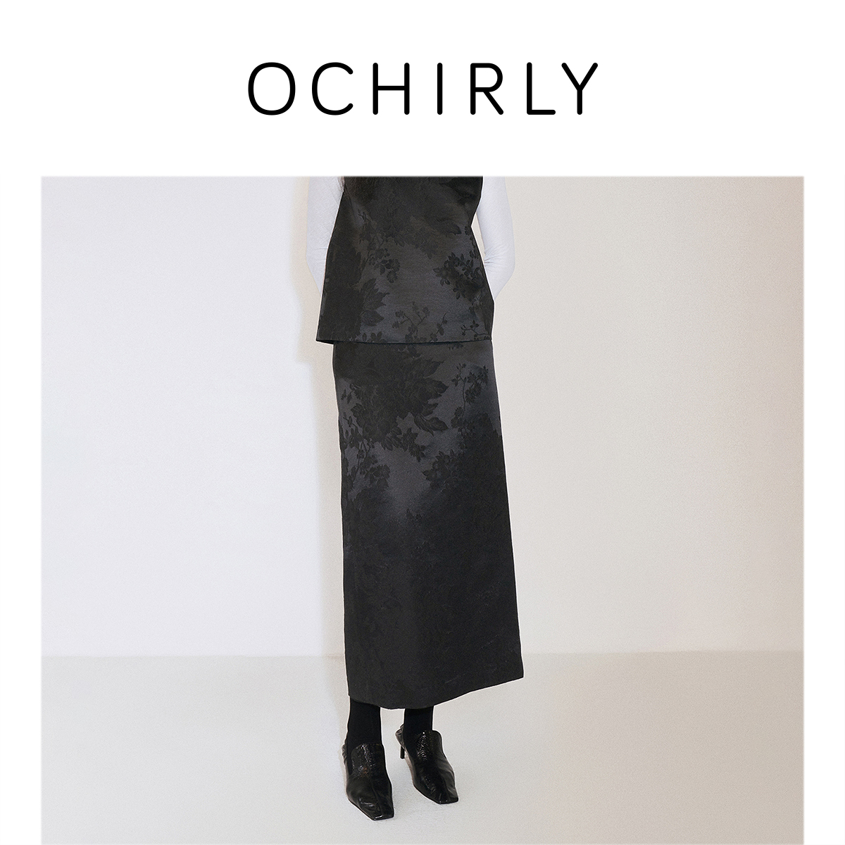 OCHIRLY欧时力 国风提花直筒半身裙女中长款轻奢高级2024秋季新品
