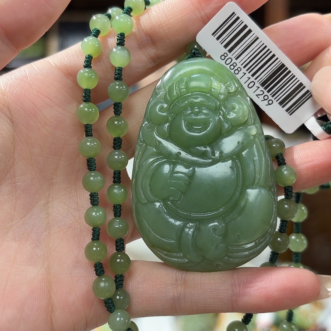 和田玉（碧玉）吊坠财神未镶嵌