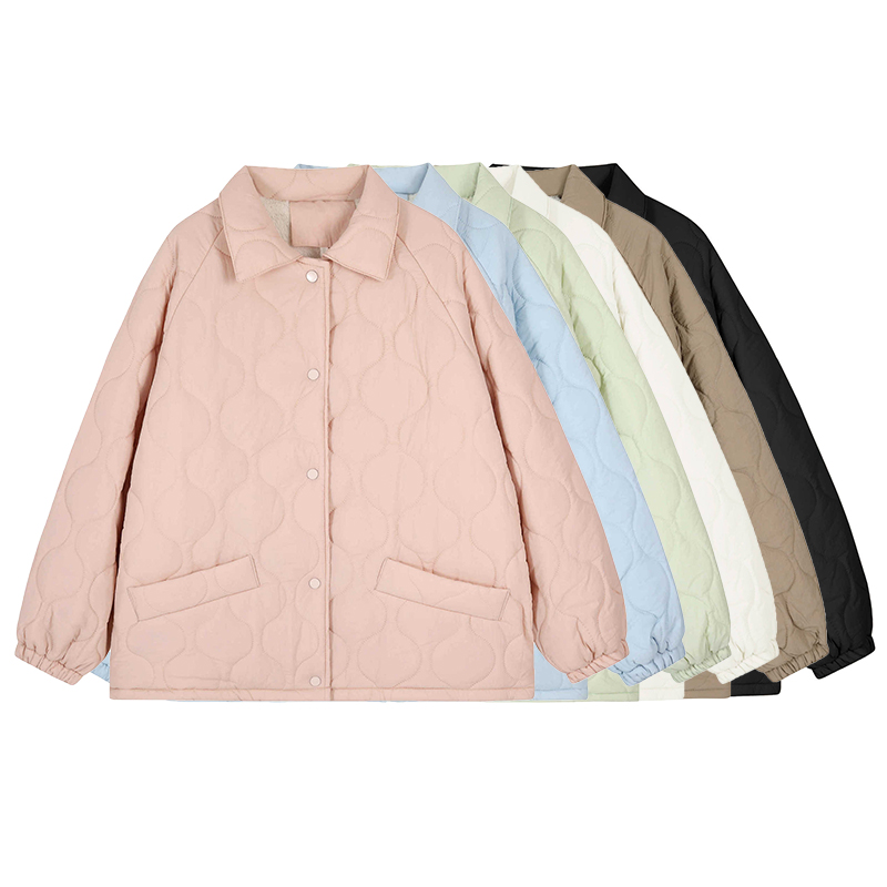 冬季新款夹棉加厚棉服外套大码胖mm韩版时尚糖果色宽松显瘦棉衣