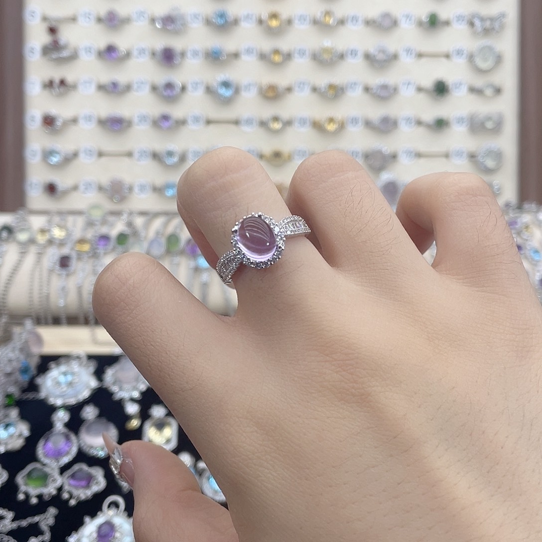 糖***0戒指银S925镶嵌紫晶