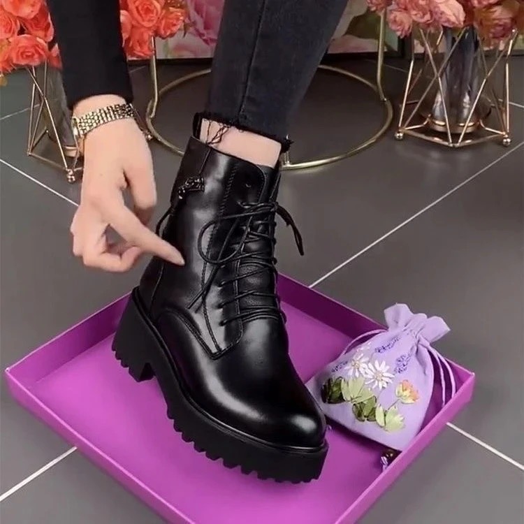 2025秋冬季新款软皮马丁靴棉鞋加绒源头厂家直发