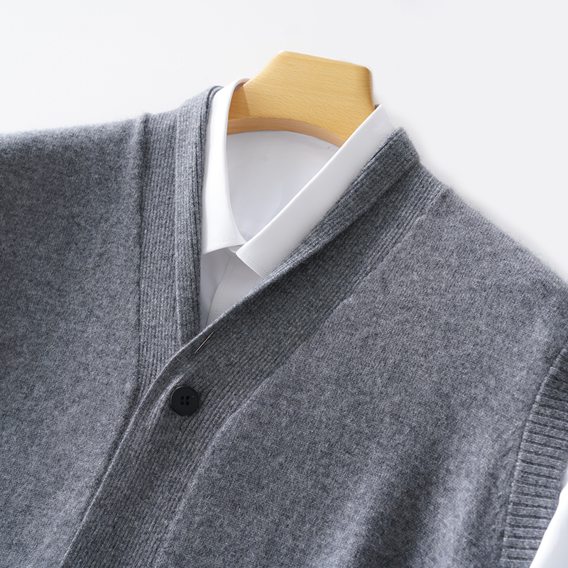 针织秋冬宽松型羊绒衫休闲秋季长袖韩版V领毛衣开衫