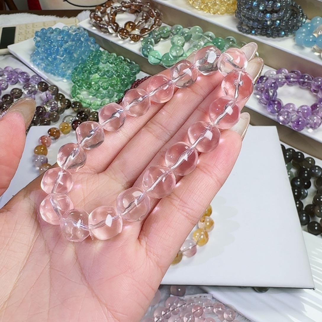 水晶手链未镶嵌端*冰橘粉11