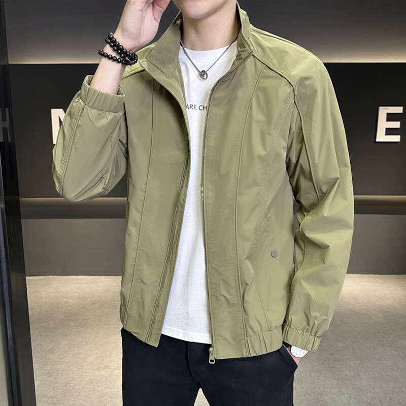 柔感软壳面料男士春秋立领工装青年夹克百搭上衣外套