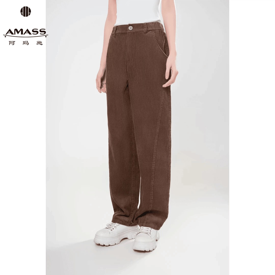 AMASS/阿玛施早秋新款简约休闲舒适时尚百搭高腰香蕉裤女5100529